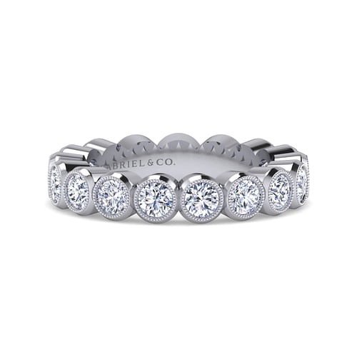 Vintage Inspired 14K White Gold Bezel Set Diamond Eternity Band