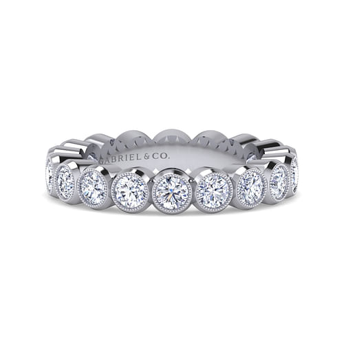 Vintage Inspired 14K White Gold Bezel Set Diamond Eternity Band