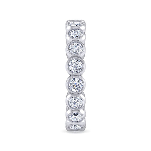 Vintage Inspired 14K White Gold Bezel Set Diamond Eternity Band