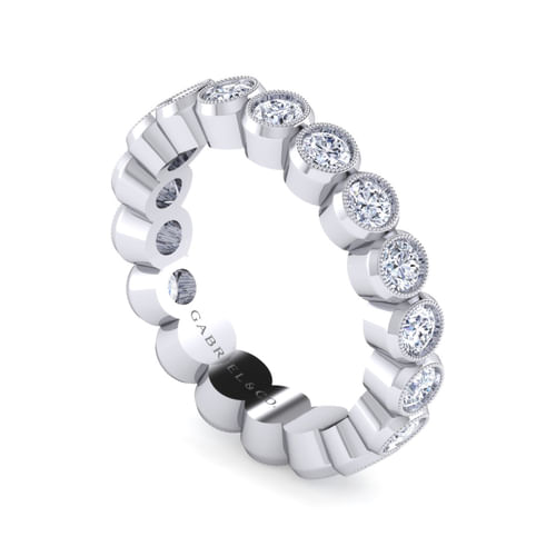 Vintage Inspired 14K White Gold Bezel Set Diamond Eternity Band