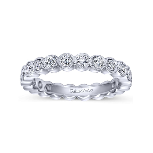 Vintage Inspired 14K White Gold Bezel Set Diamond Eternity Band