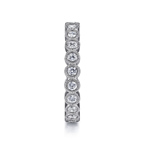Vintage Inspired 14K White Gold Bezel Set Diamond Eternity Band