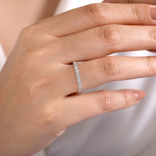 Vintage Inspired 14K White Gold Bezel Set Diamond Eternity Band