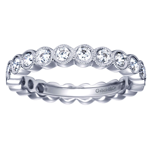 Vintage Inspired 14K White Gold Bezel Set Diamond Eternity Band