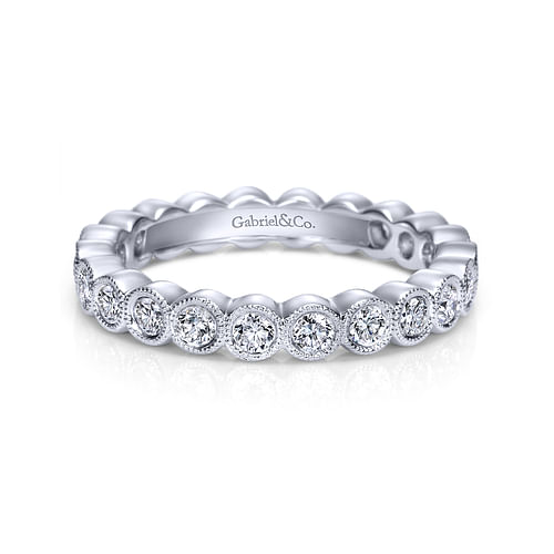 Vintage Inspired 14K White Gold Bezel Set Diamond Eternity Band