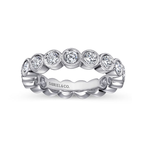 Vintage Inspired 14K White Gold Bezel Set Diamond Eternity Band