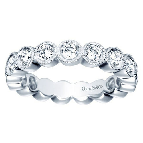 Vintage Inspired 14K White Gold Bezel Set Diamond Eternity Band