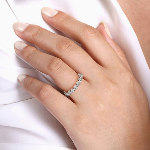 Vintage Inspired 14K White Gold Bezel Set Diamond Eternity Band