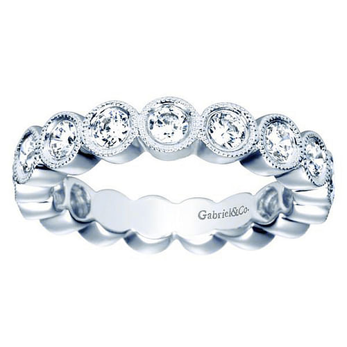 Vintage Inspired 14K White Gold Bezel Set Diamond Eternity Band