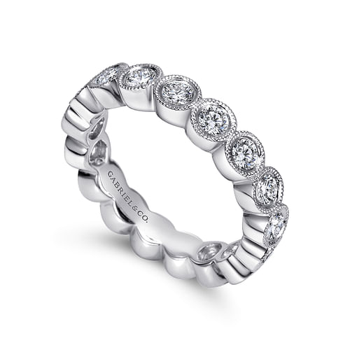 Vintage Inspired 14K White Gold Bezel Set Diamond Eternity Band