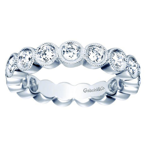 Vintage Inspired 14K White Gold Bezel Set Diamond Eternity Band