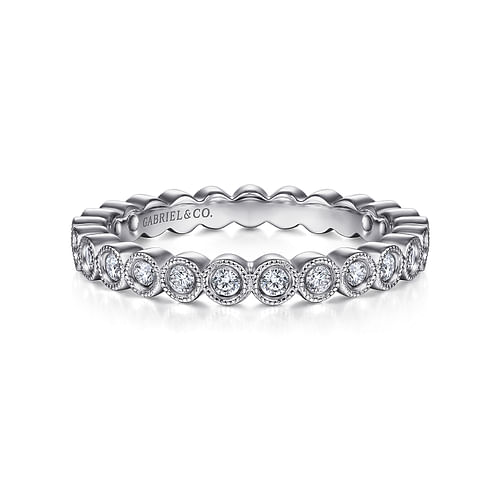 Vintage Inspired 14K White Gold Bezel Set Diamond Eternity Band