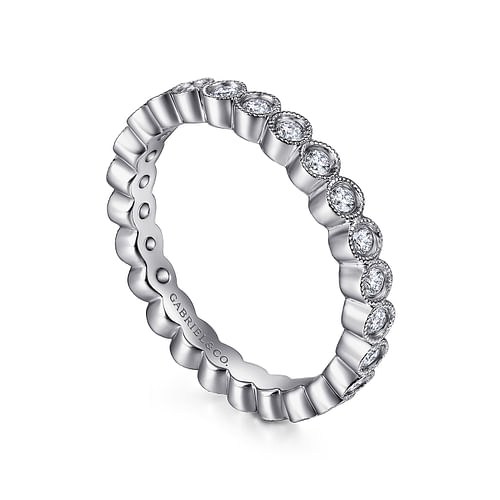 Vintage Inspired 14K White Gold Bezel Set Diamond Eternity Band