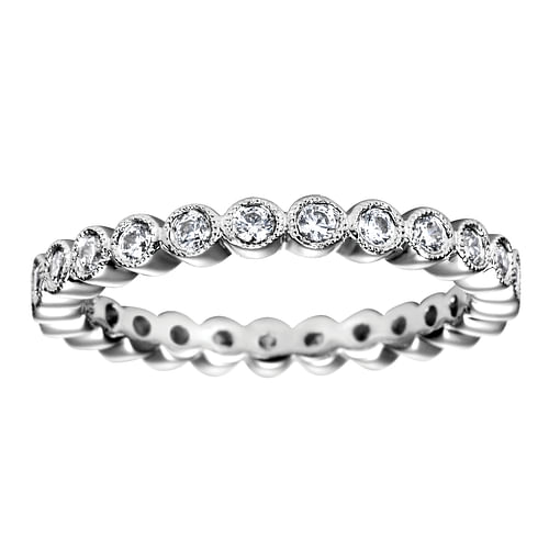 Vintage Inspired 14K White Gold Bezel Set Diamond Eternity Band