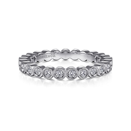 Vintage Inspired 14K White Gold Bezel Set Diamond Eternity Band