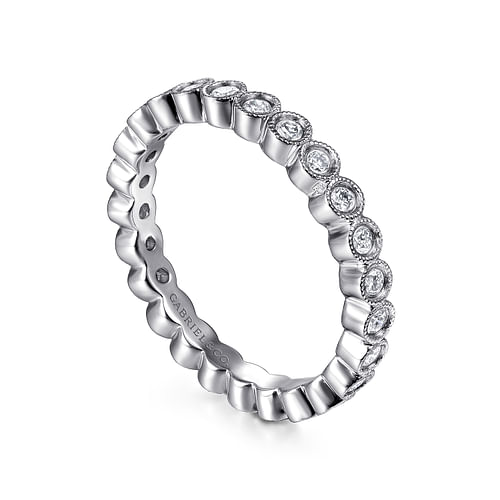 Vintage Inspired 14K White Gold Bezel Set Diamond Eternity Band