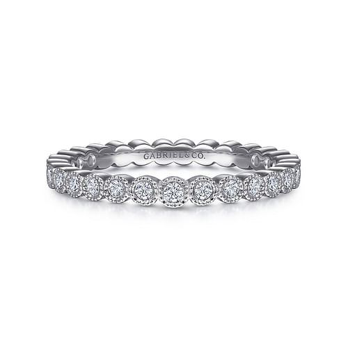Vintage Inspired 14K White Gold Bezel Set Diamond Eternity Band