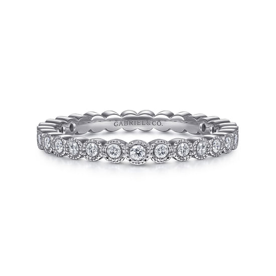 Gabriel - Vintage Inspired 14K White Gold Bezel Set Diamond Eternity Band