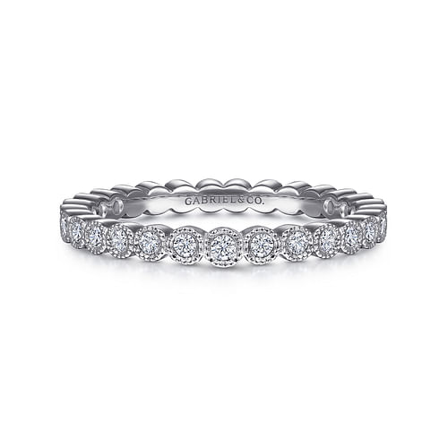 Vintage Inspired 14K White Gold Bezel Set Diamond Eternity Band