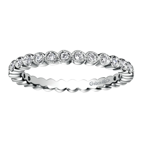 Vintage Inspired 14K White Gold Bezel Set Diamond Eternity Band