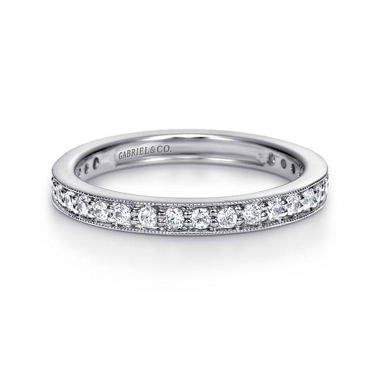 Gabriel - Vintage Inspired 14K White Gold Channel Prong Set Diamond Eternity Band