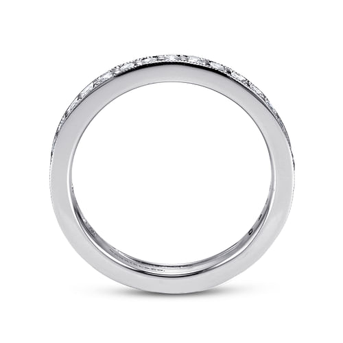 Vintage Inspired 14K White Gold Channel Prong Set Diamond Eternity Band