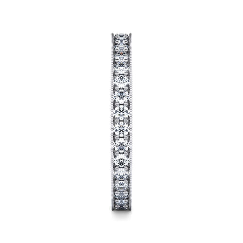 Vintage Inspired 14K White Gold Channel Prong Set Diamond Eternity Band