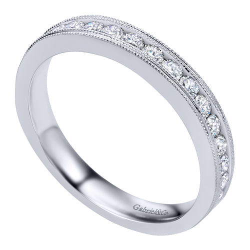 Vintage Inspired 14K White Gold Channel Set Diamond Anniversary Band