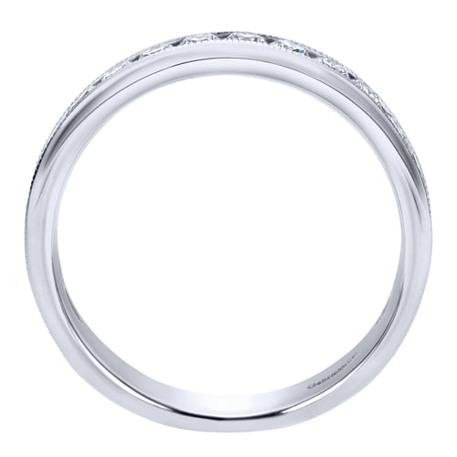 Vintage Inspired 14K White Gold Channel Set Diamond Wedding Band