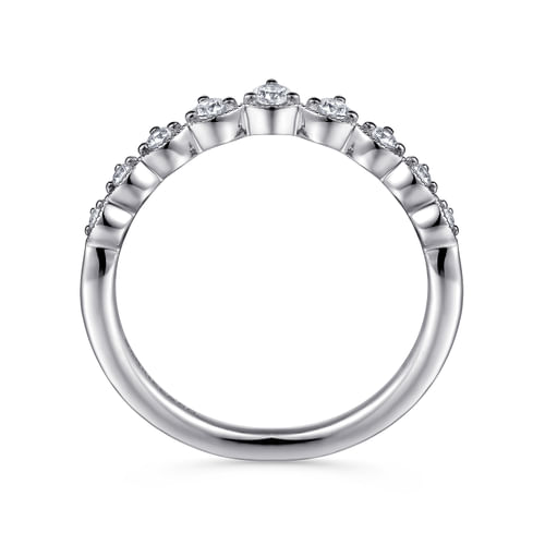 Vintage Inspired 14K White Gold Curved Diamond Anniversary Band
