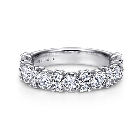 Gabriel - Vintage Inspired 14K White Gold Diamond Anniversary Band