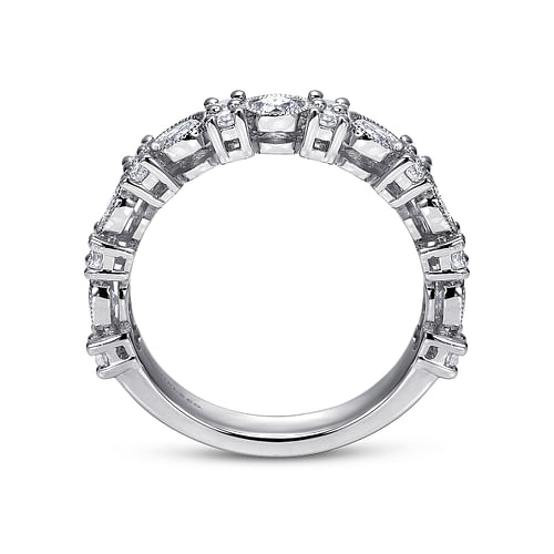 Vintage Inspired 14K White Gold Diamond Anniversary Band