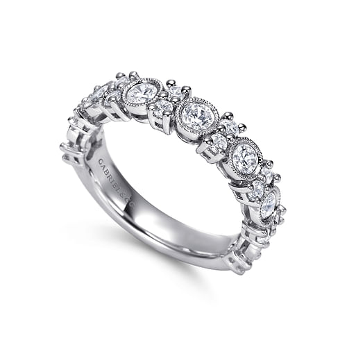 Vintage Inspired 14K White Gold Diamond Anniversary Band