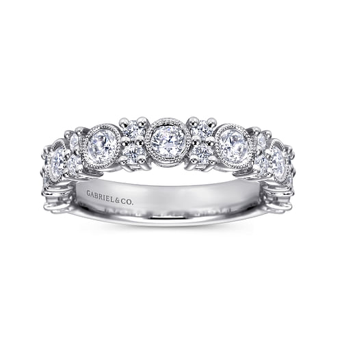 Vintage Inspired 14K White Gold Diamond Anniversary Band