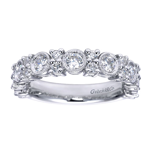 Vintage Inspired 14K White Gold Diamond Anniversary Band