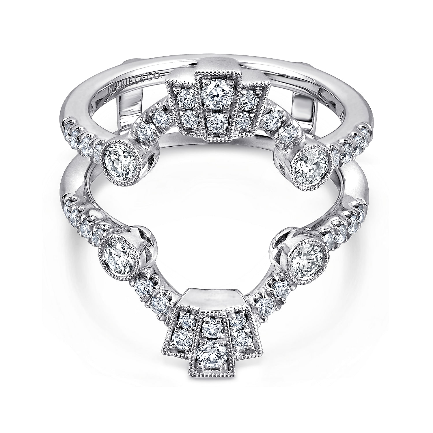 Gabriel - Vintage Inspired 14K White Gold Diamond Ring Enhancer