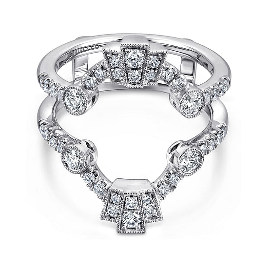 Gabriel - Vintage Inspired 14K White Gold Diamond Ring Enhancer