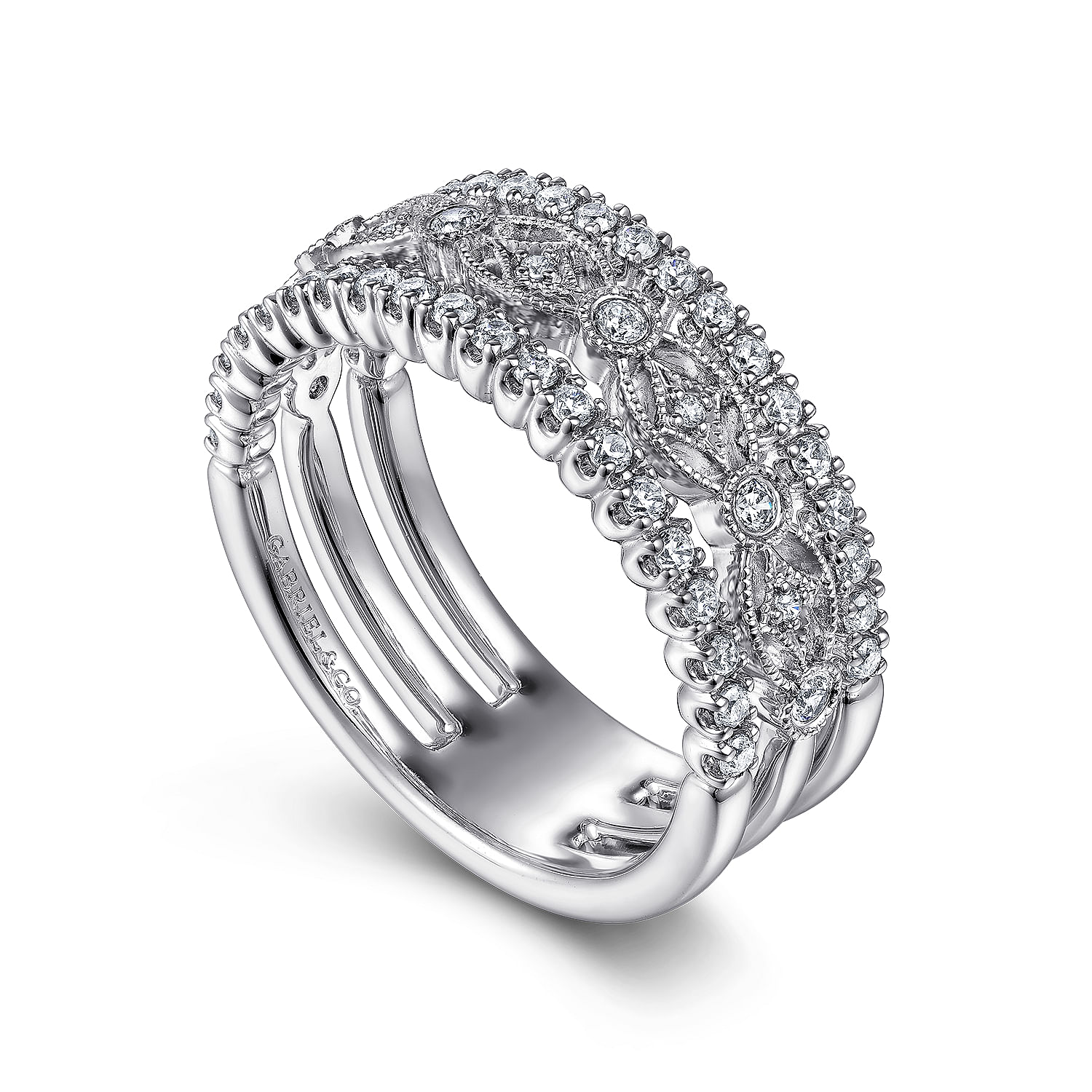 Vintage Inspired 14K White Gold Diamond Ring