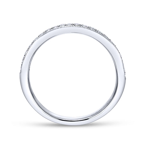 Vintage Inspired 14K White Gold Diamond Wedding Band