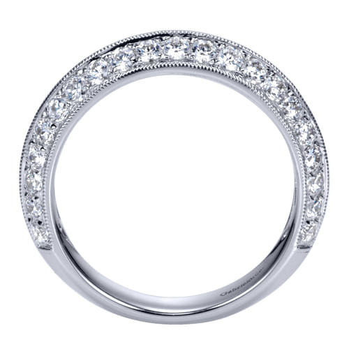Vintage Inspired 14K White Gold Knife Edge Micro Pavé Diamond Anniversary Band