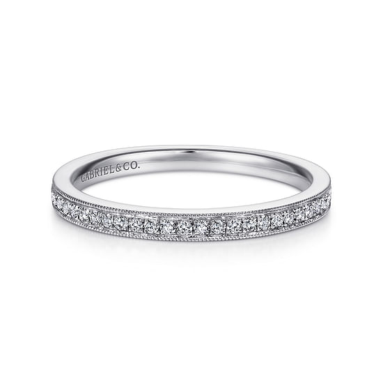 Gabriel - Vintage Inspired 14K White Gold Micro Pavé Diamond Wedding Band