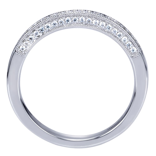 Vintage Inspired 14K White Gold Micro Pavé Diamond Wedding Band