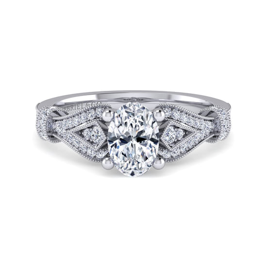 Gabriel - Vintage Inspired 14K White Gold Oval Diamond Engagement Ring