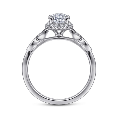 Vintage Inspired 14K White Gold Oval Halo Diamond Engagement Ring Vintage Inspired 14K White Gold Oval Halo Diamond Engagement Ring