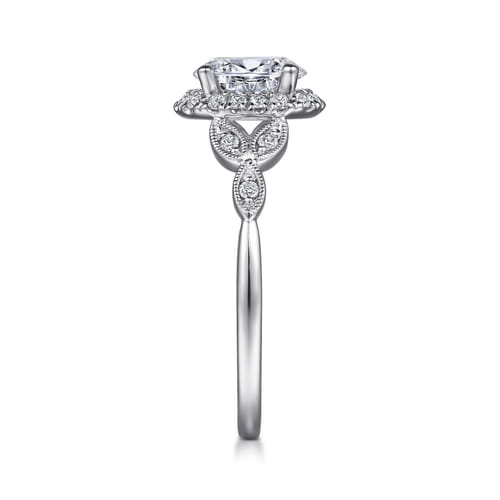 Vintage Inspired 14K White Gold Oval Halo Diamond Engagement Ring Vintage Inspired 14K White Gold Oval Halo Diamond Engagement Ring