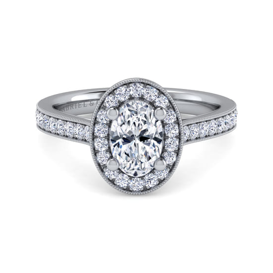 Gabriel - Vintage Inspired 14K White Gold Oval Halo Diamond Engagement Ring Gabriel - Vintage Inspired 14K White Gold Oval Halo Diamond Engagement Ring