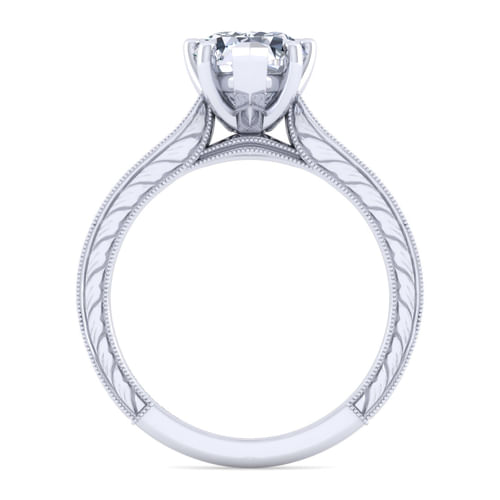 Vintage Inspired 14K White Gold Pear Shape Diamond Engagement Ring