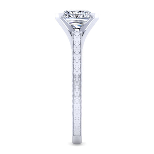Vintage Inspired 14K White Gold Princess Cut Solitaire Engagement Ring