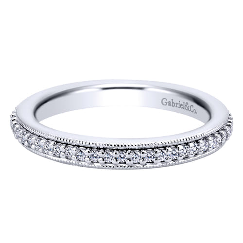 Vintage Inspired 14K White Gold Prong Set Diamond Eternity Band