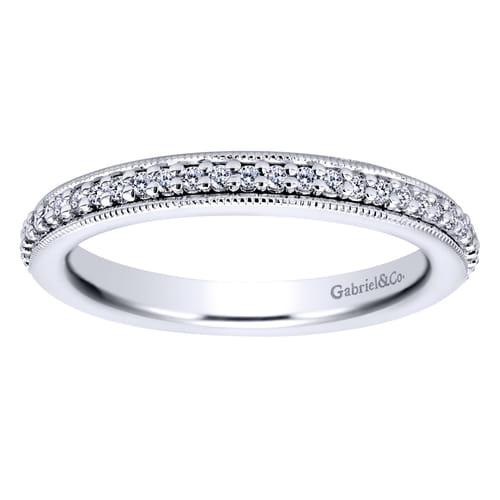 Vintage Inspired 14K White Gold Prong Set Diamond Eternity Band
